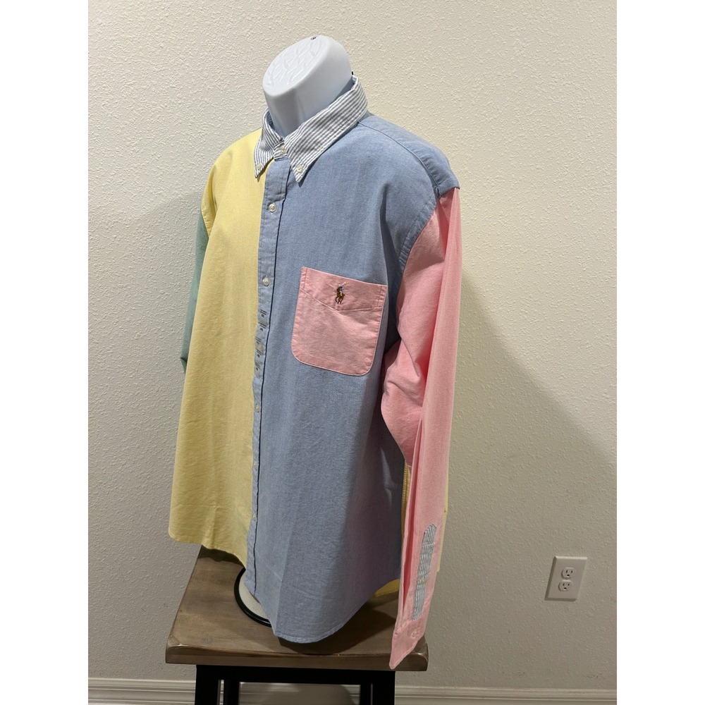 Polo Ralph Lauren Mens XXL Colorblock Oxford Button Down Shirt Pastel Multi NEW - Picture 3 of 13